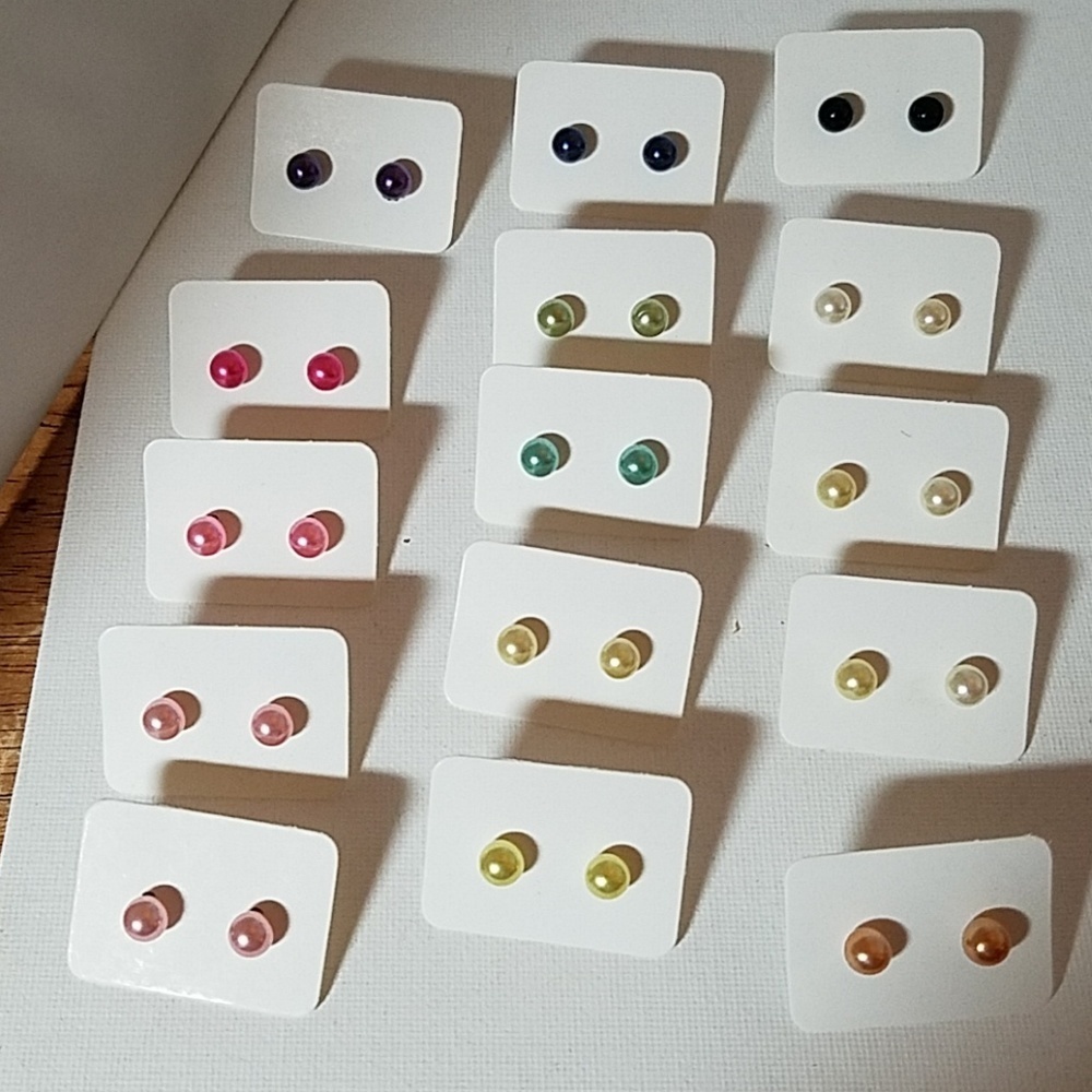 Colorful Faux Pearl Earrings 11 Color Choices